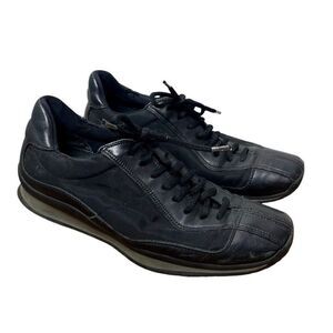 Prada Shoes‎ Black Metal Sneakers Suede Leather Rare Women's Shoes Size 7 Us 37